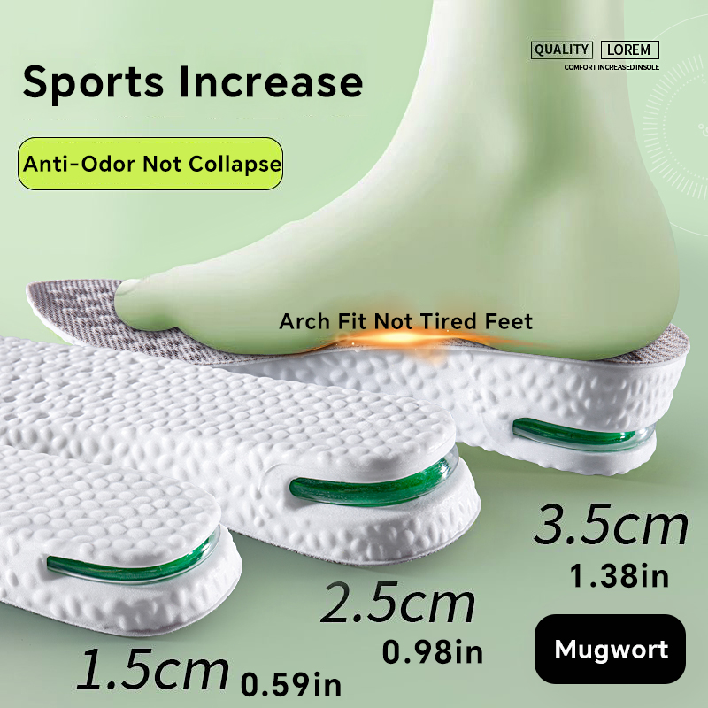1 Paar Höhenerhöhungs-Einlegesohle für Füße, Sport-Lufteinlegesohlen, Komfort, Plantarfasziitis, Schuheinlagen, stoßdämpfende Schuhpolster