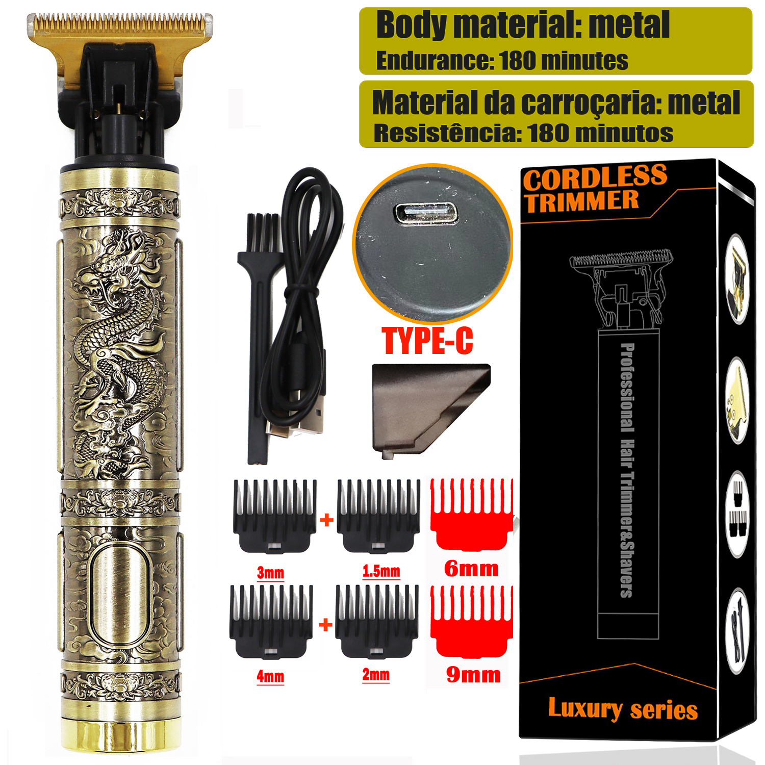 OHS Electric Hair Clipper USB Cordless Clipper Beard Trimmer Haircut Grooming Kit Hair Cutting Machine: PURPLE