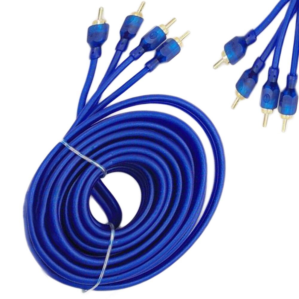 Blue Double-Shielded High-Density Shielding Car Stereo Audio Cable Pure Copper 5 Meters Audio Subwoofer Amplifier Connection