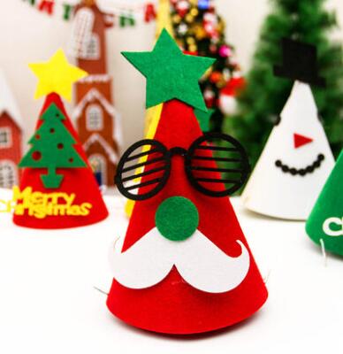 Kerstmuts van niet-geweven stof, cartoon kerstman, sneeuwpop, kerstboom, kerstversiering voor dames/heren/kinderen/volwassenen: Kerstman