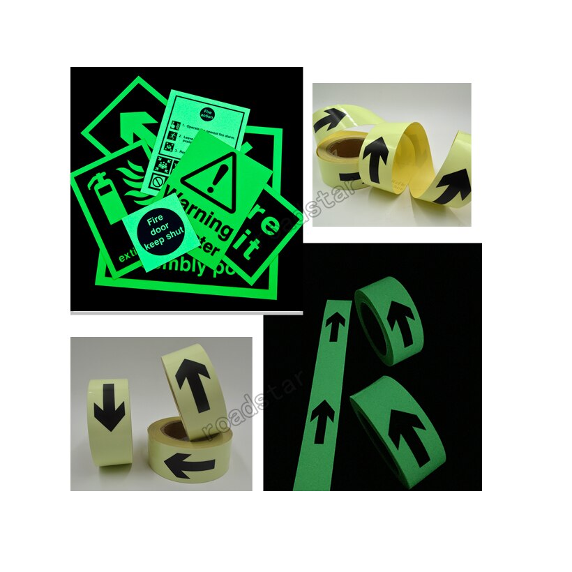 Pegatina de pared direccional fotoluminiscente, 50mm x 30m, seguridad nocturna,