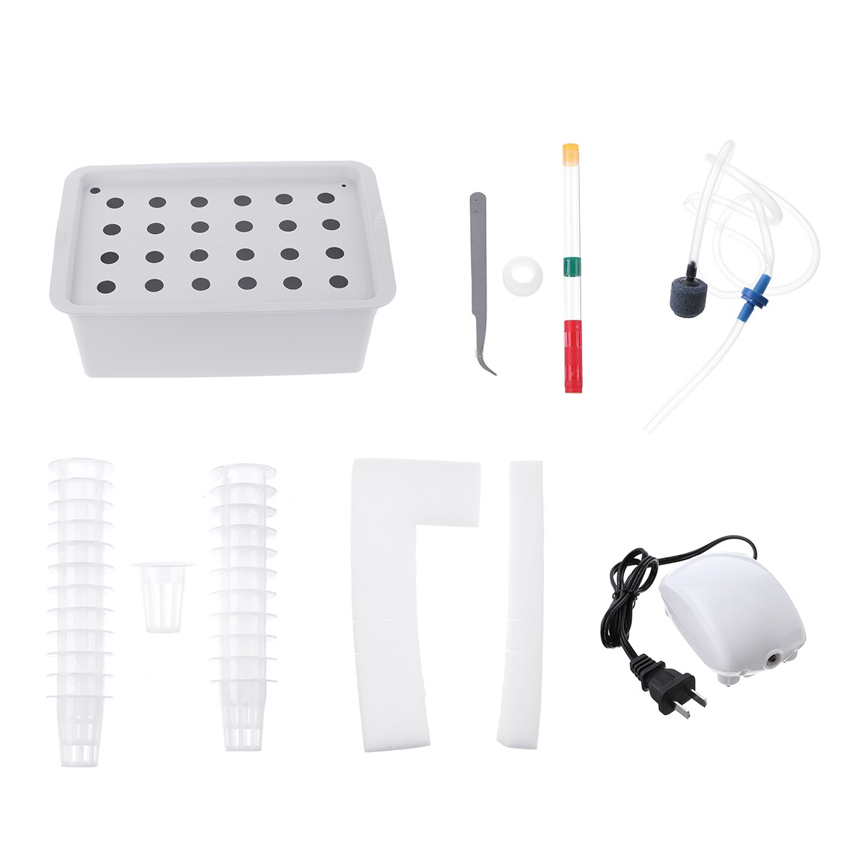 24 Holes Water Hydroponic Systems Kit 6 Holes Nursery Pots Soilless Cultivation Box Plant Seedling Grow Box Garden Tools 220V: Static Hydroponic