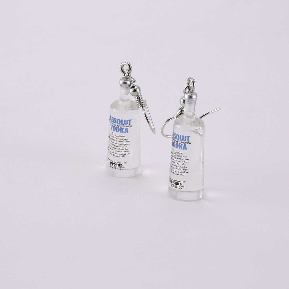 Kreatywne fajne butelki wódki spadek kolczyki śmieszne styl picia kreskówka przezroczysta butelka dyndać kolczyki dla kobiet
