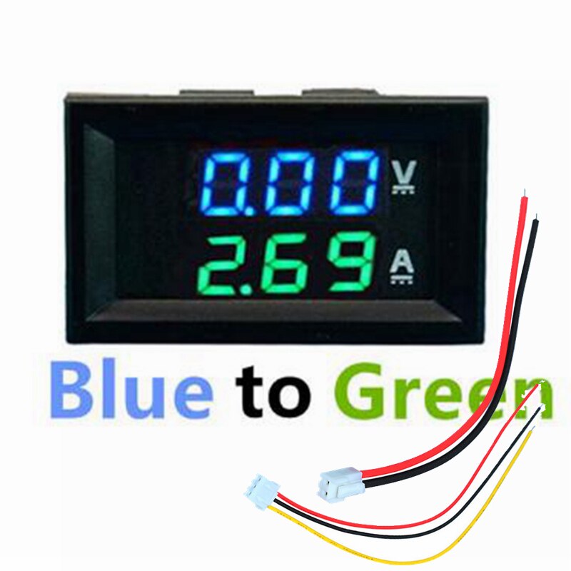 Dc 100V 10A Voltmeter Amperemeter Blauw + Rood Led Amp Dual Digitale Volt Meter Gauge Digitale Voltmeter ampèremeter: 100V 10A Blue Green