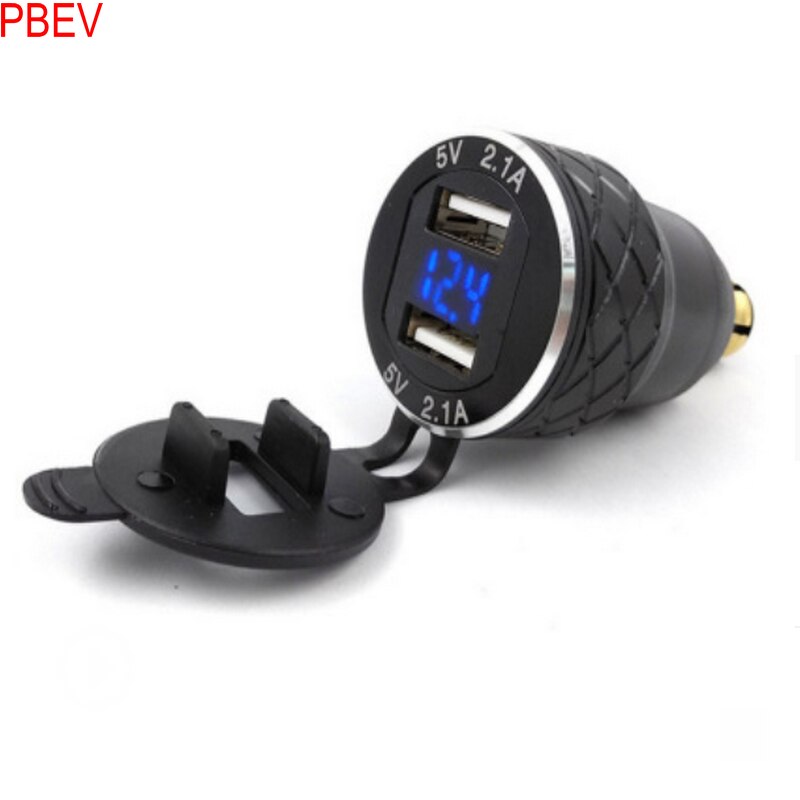 Motorfiets Auto Usb Mobiele Telefoon Oplader Mobiele Telefoon Gemodificeerde Opladen Hoofd 4.2A Met Spanning Display