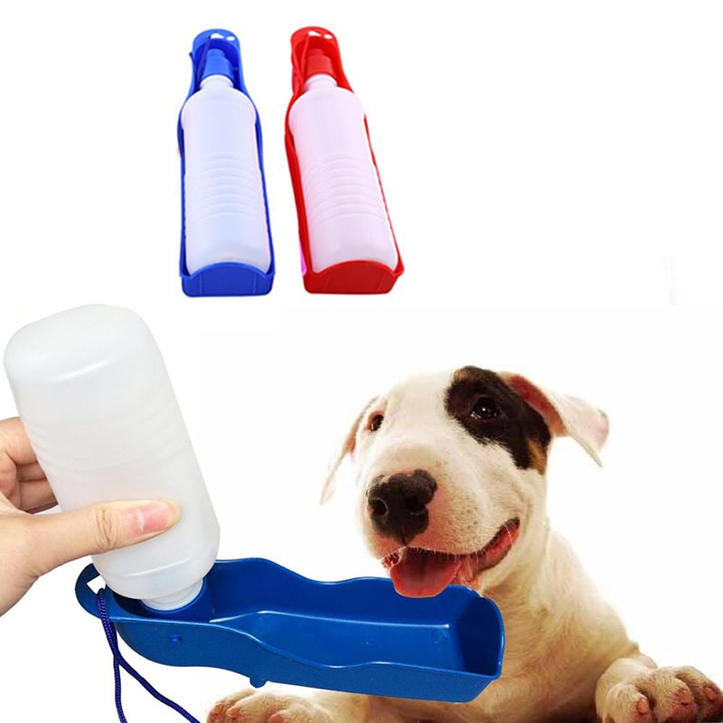 250 Ml Blauwe Fles Hond Water Puppy Hond Feeder Container Opvouwbare Reizen Draagbare Fles Voor Water Hond Levert
