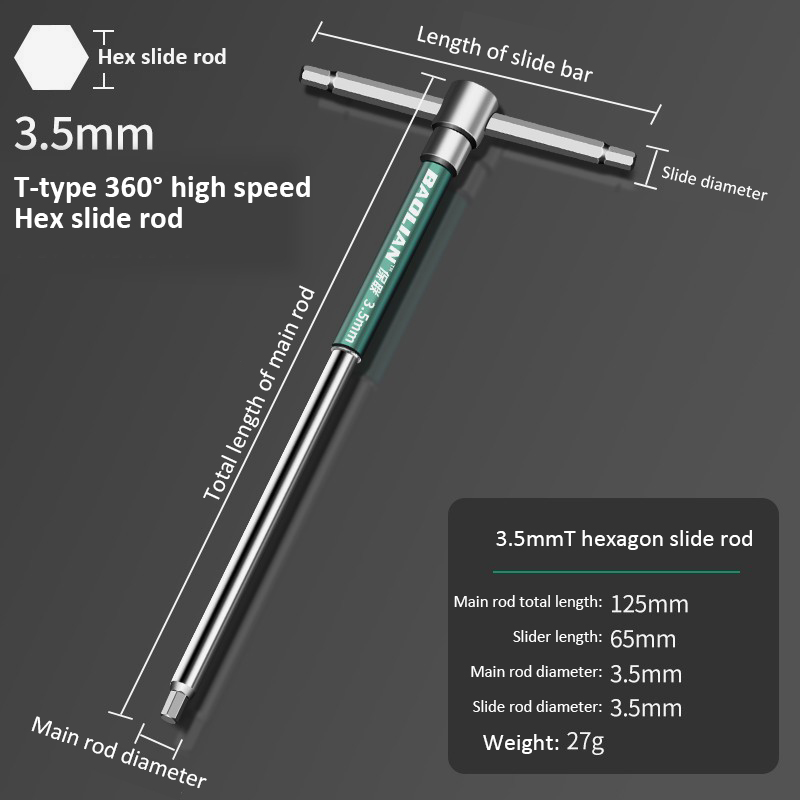 T-Bar Socket Wrench 2-10mm Adjustable T Handle Speed Wrench Set Nut Spinner Hex Socket T Shape Handle Wrench 2-Way Drive: PURPLE