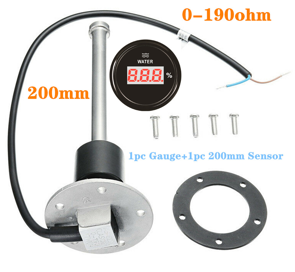 1Set Auto 52Mm Digital Water Niveau Meters 0-190ohm 6-24V Water Niveau Sensoren 100 150 200 250 300 350 450Mm Afzenders Voor Auto Boot