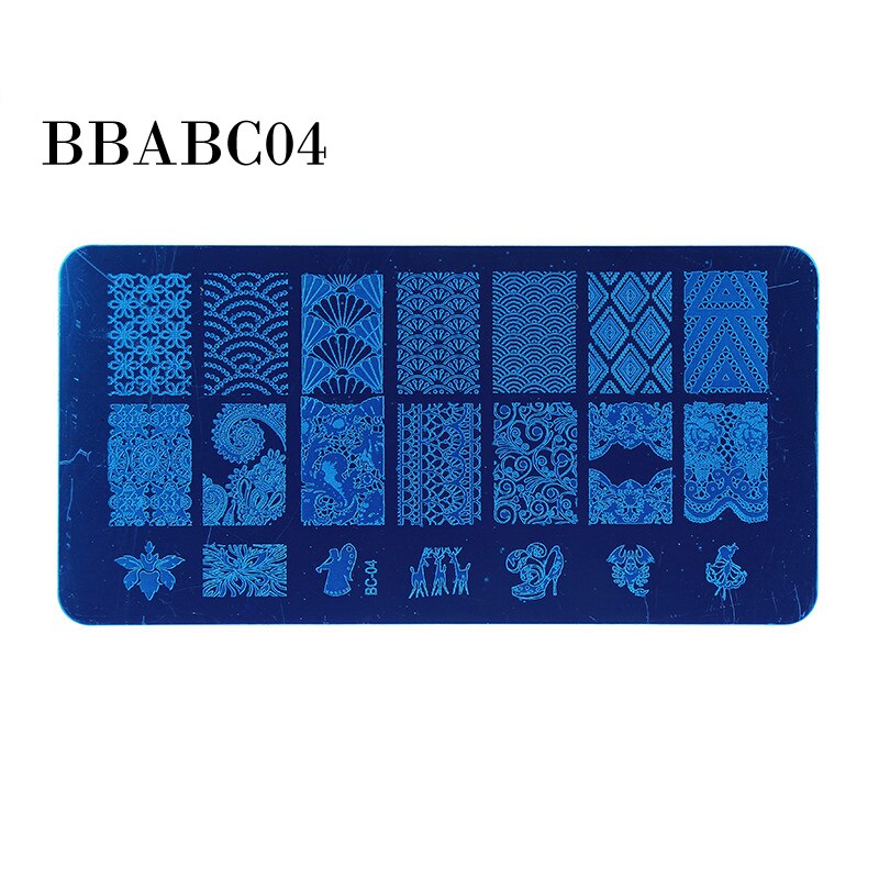 AddFavor Nail Stamping Template DIY Nail Polish Stamper Tool Stainless Steel Manicure Stamping Plate Gel Art Print Stamp Kits: BBABC04
