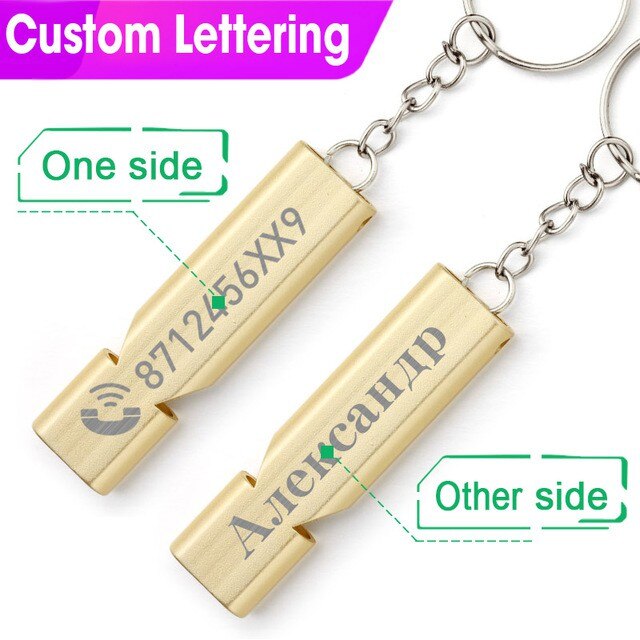 Free engraving Pet Dog Training Whistle Two-tone Ultrasonic Flute German Shepherd Training Whistle Pet Supplies Dog Whistle: Two sides -Gold