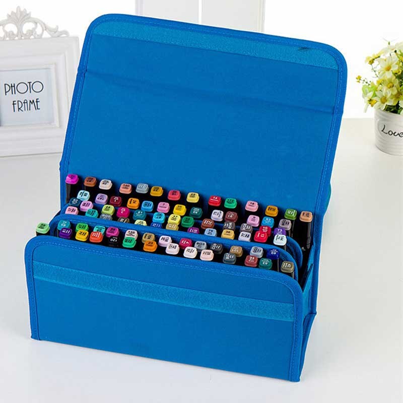 80 Holders Art Marker Carrying Case Lipstick Organizer Canvas Zippered Markers Storage for Copic Marker