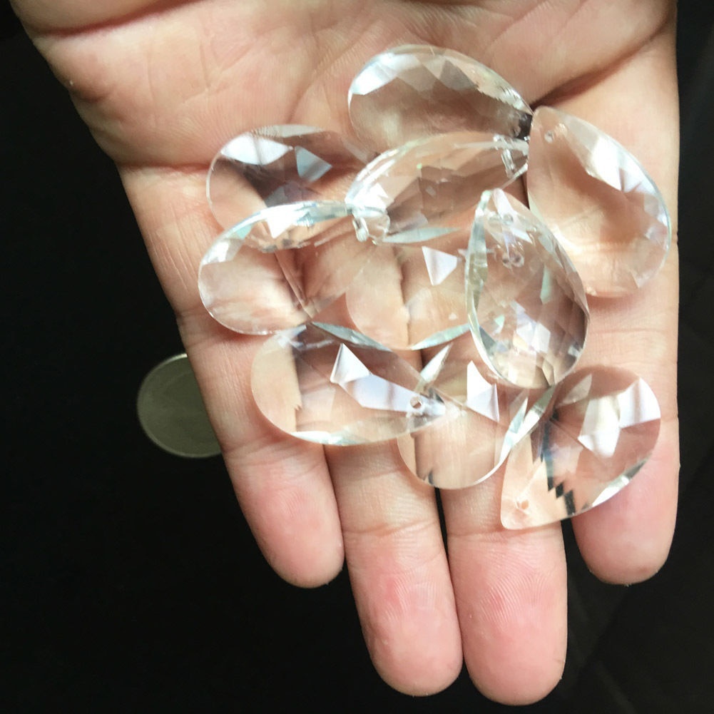 10 stk rive krystal pendler 28mm dele til lysekrone lampe tilbehør klart glas prisme til hængende lamper plafonder reservedele