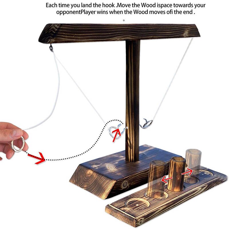 Partij Speelgoed Leisure Industriële Stijl Bar Drink Shop Handgemaakte Houten Ring Toss Haken Snelle Interactief Spel Voor bars Thuis: B