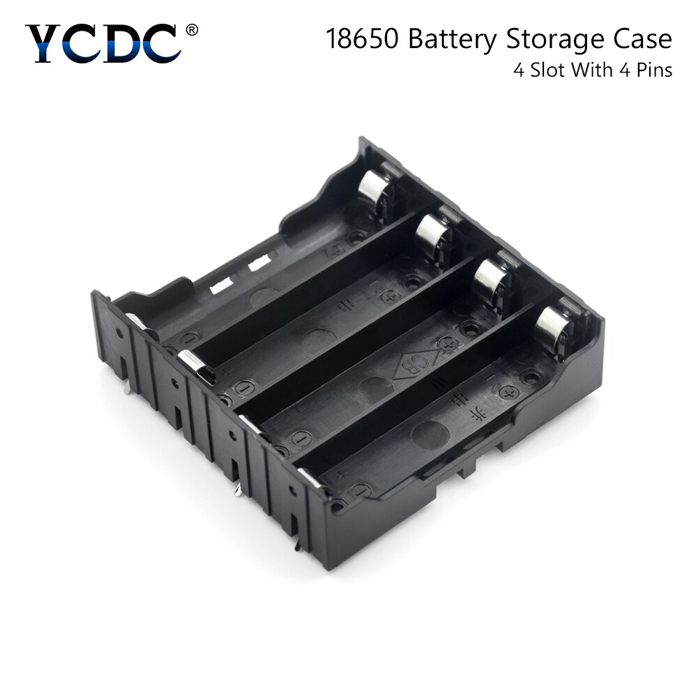 Houder Container Met Hard Pins Batterij Storage Box Case Houder Leads Met 1 2 3 4 Slot Multi Way Diy 18650 Batterij Clip: 4 Pcs