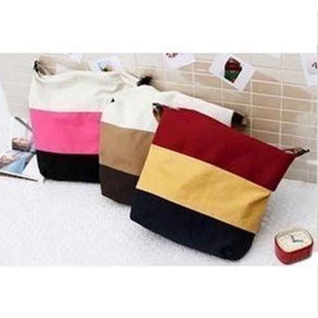 Senhoras tri-color listrado bolsa de lona grande capacidade tote bags algodão pano reutilizável sacola de compras feminina bolsas # p