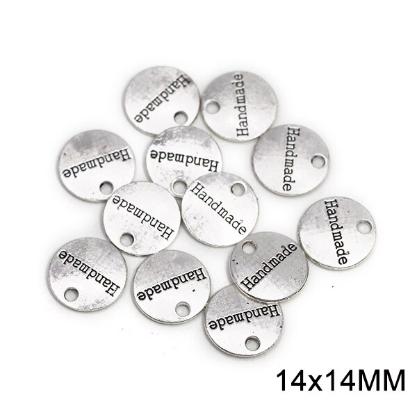 Sliver Brons Ronde Metalen Tags Handgemaakte Labels 14*14Mm Legering Naaien Labels Voor Ketting Armband Mode-sieraden Bevindingen 10Pcs: 2