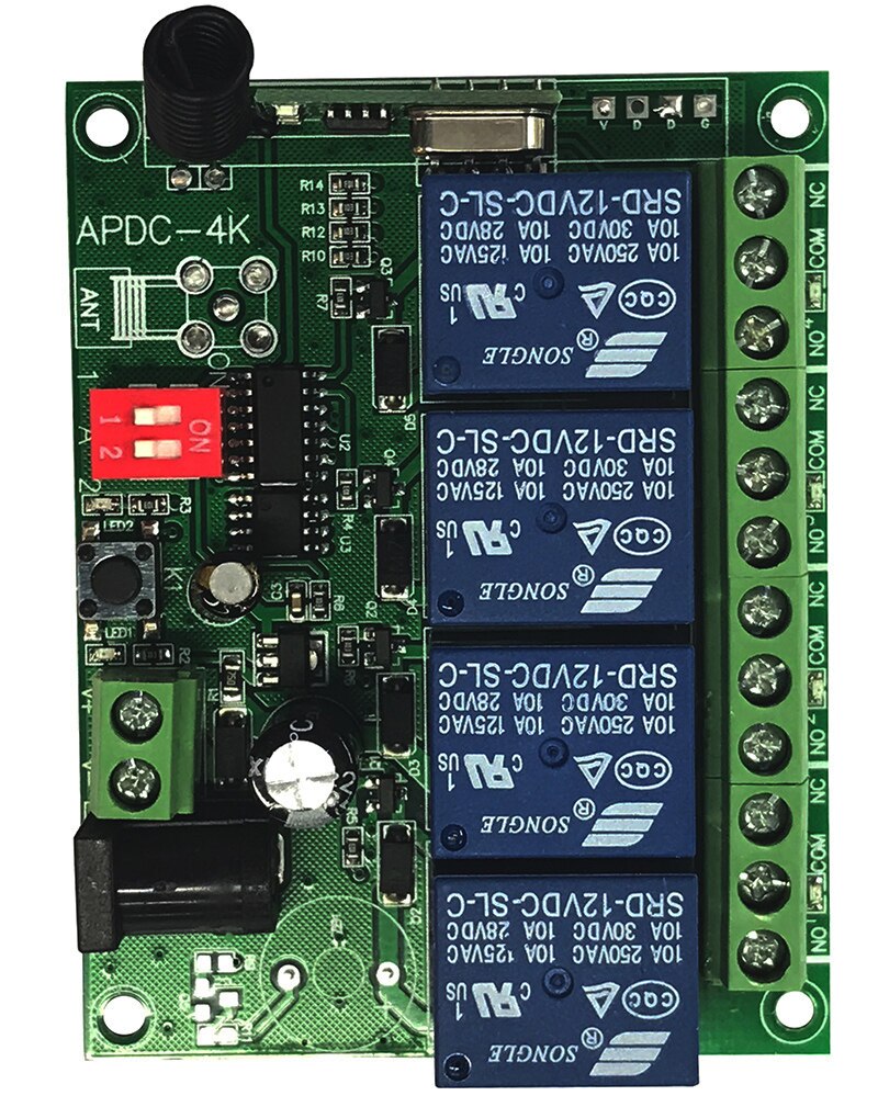 2000m DC 12V 24V 4CH Drahtlose Fernbedienung LED Licht Schalter Relais Ausgang Radio RF Sender Und 315/433 MHz Empfänger: Black / 24V / 433MHZ