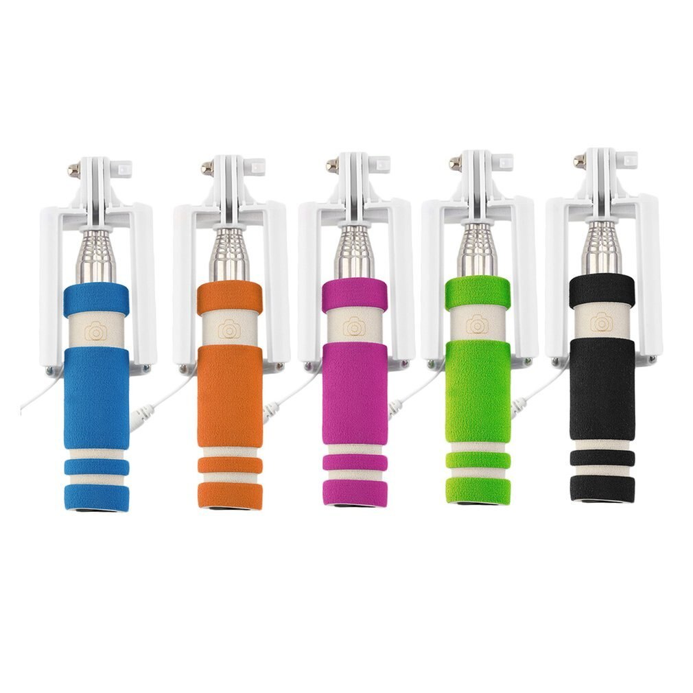 Colorful 14-60cm Mini Extendable Handheld Selfie Stick Wired Remote Shutter Monopod For iphone For huawei For Samsung