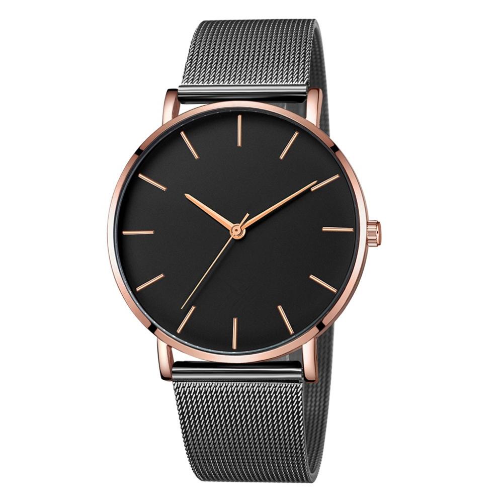 Mode Vrouwen Horloges Rvs Mesh Band Quartz Horloge Luxe Horloge Sport Klok Uhren Herren Voor Vrouwen Horloge: Black-RoseGold