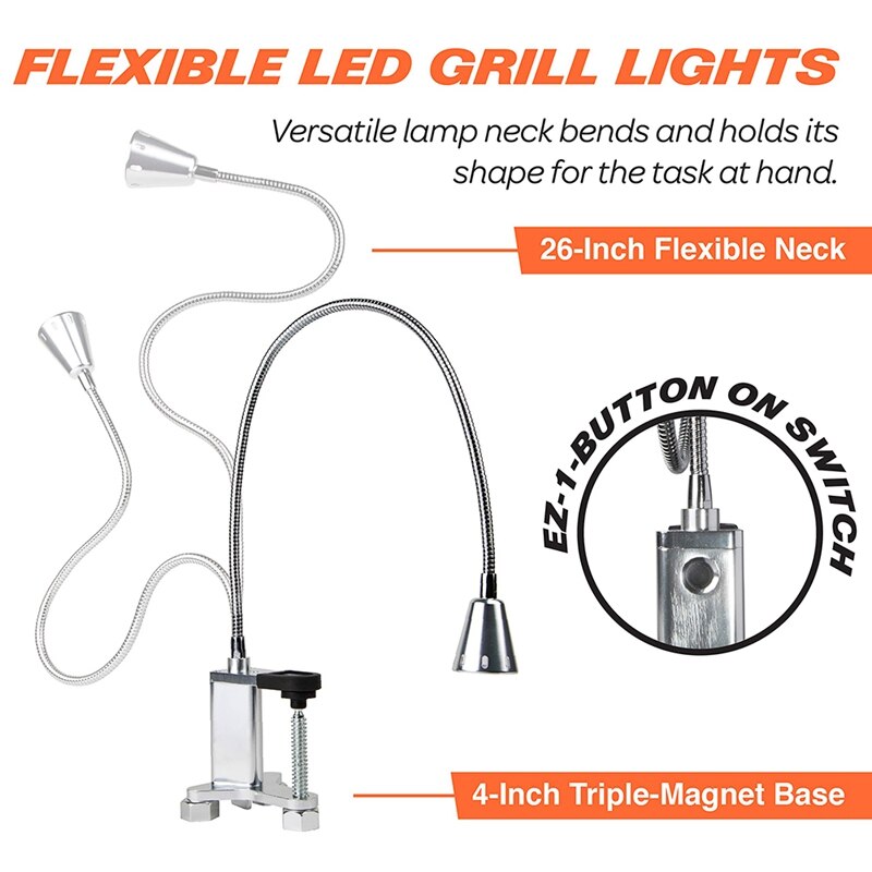 Magnetische Bbq Led Grill Licht Verstelbare 360 Graden Flexibele Zwanenhals Schroef Klem Voor Party Office Outdoor Indoor