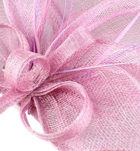 Women Sinamay Fascinators Hair Clip Wedding With Feather Nice Gold Hair Accessories Women Party Hat Wedding Headwear Hair Pins: Lavender