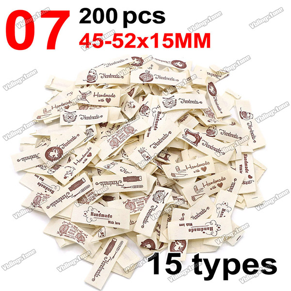 200Pcs Mix Cloth Labels Cartoon Pattern Hand Made Tags For Knitted Hats Woven Handmade Labels DIY Bag Shoes Sew Accessories: Gun Metal