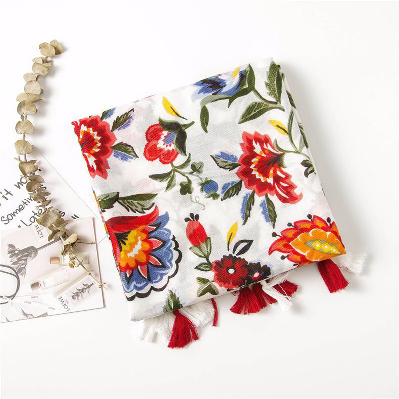 Bufanda étnica Boho para mujeres Floral Hijab femenino brillante manta grande de playa [3515]