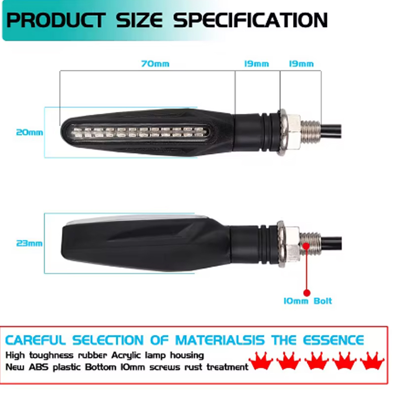 24LED Motorrad LED Blinker Weiß verrotten Bernstein Fließende Indikatoren Vorne Hinten Licht Blinker Blinker Für Schmutz Fahrrad Sport