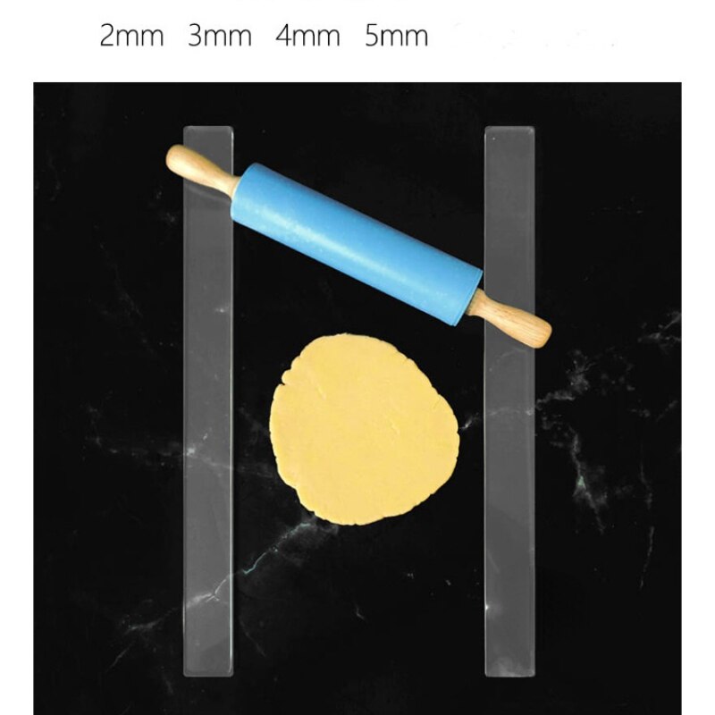 2Pcs Acrylic Biscuit Cake Rolling Tool Balance Ruler Fondant Icing Biscuit Thickness Ruler Biscuit Smoother Baking Accessories