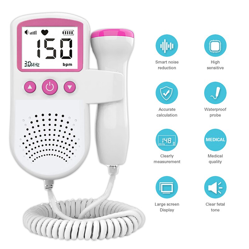 Doppler-Monitor de ritmo cardíaco Fetal para embarazo en casa, Detector de sonido Fetal de bebé, pantalla LCD sin radiación, Monitor para embarazadas