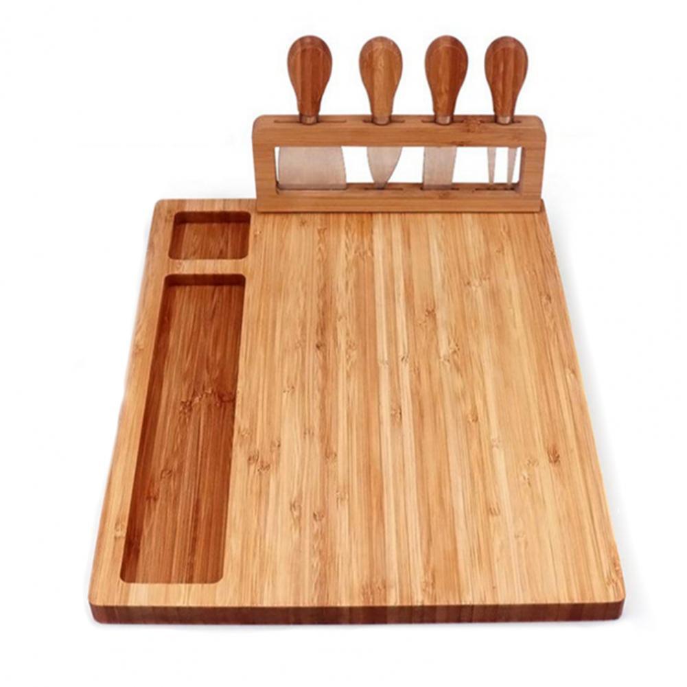 Good Charcuterie Platter BPA Free Wood Wooden Serving Tray with Cutlery Cheese Board Cutting Board: Default Title