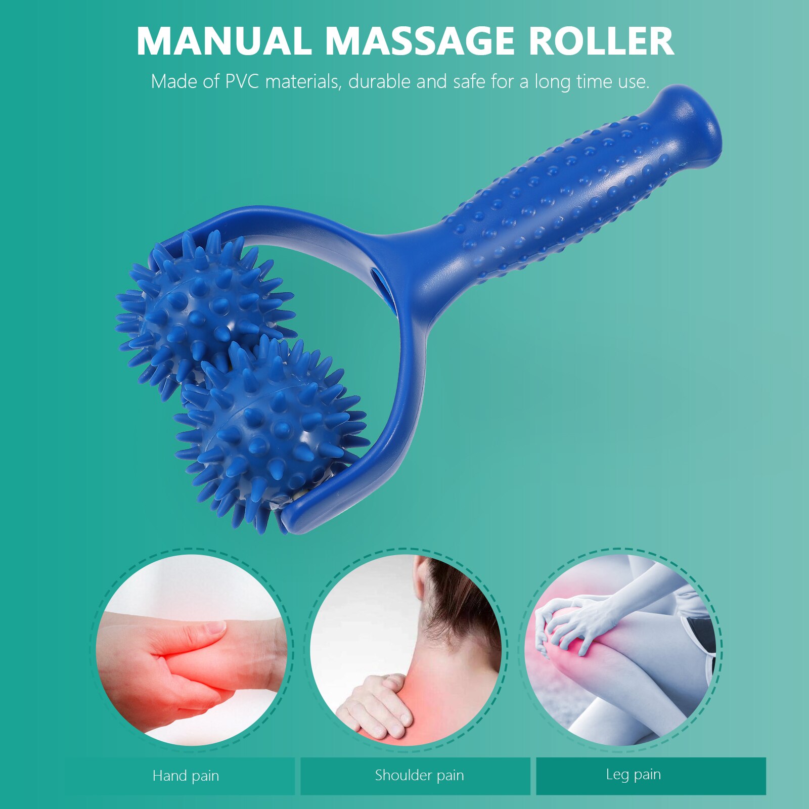 Manual Muscle Massager Portable Muscle Roller Back Shoulder Massager (Blue)