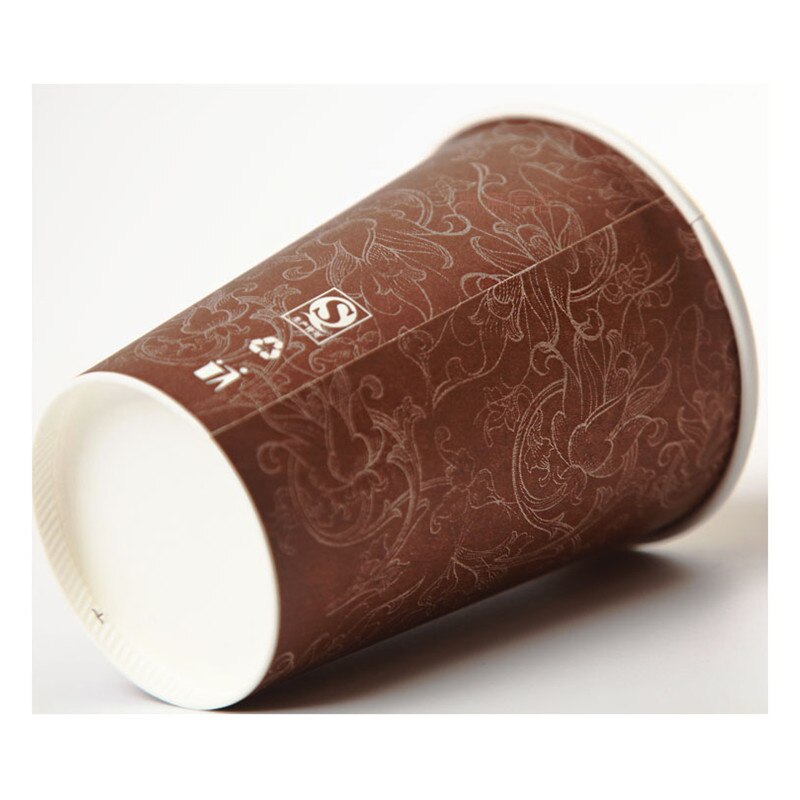 50pcs disposable coffee cups party favors brown drinking paper cups takeaway packaging cups with lids