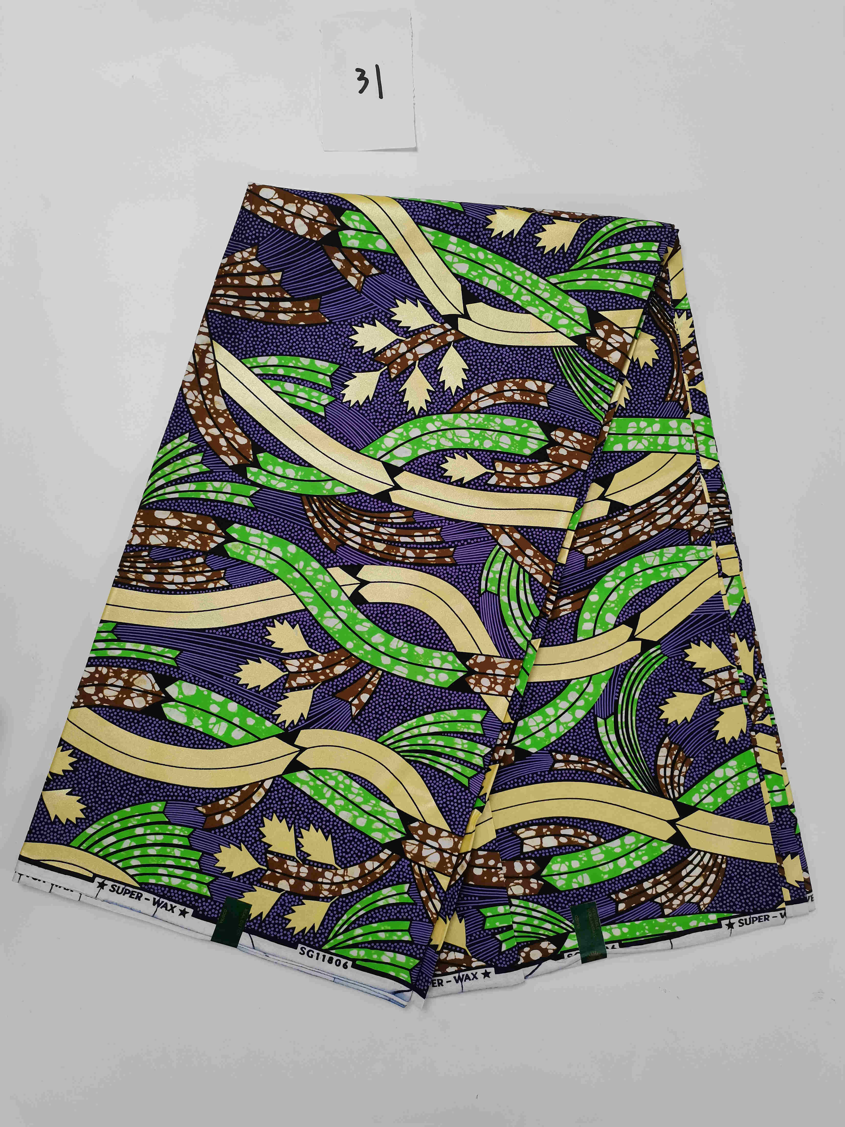 6 Yard African Wax Sewing Fabric Material Ankara Nigerian 100% Cotton Golden Material For Dress Bag: 302-8