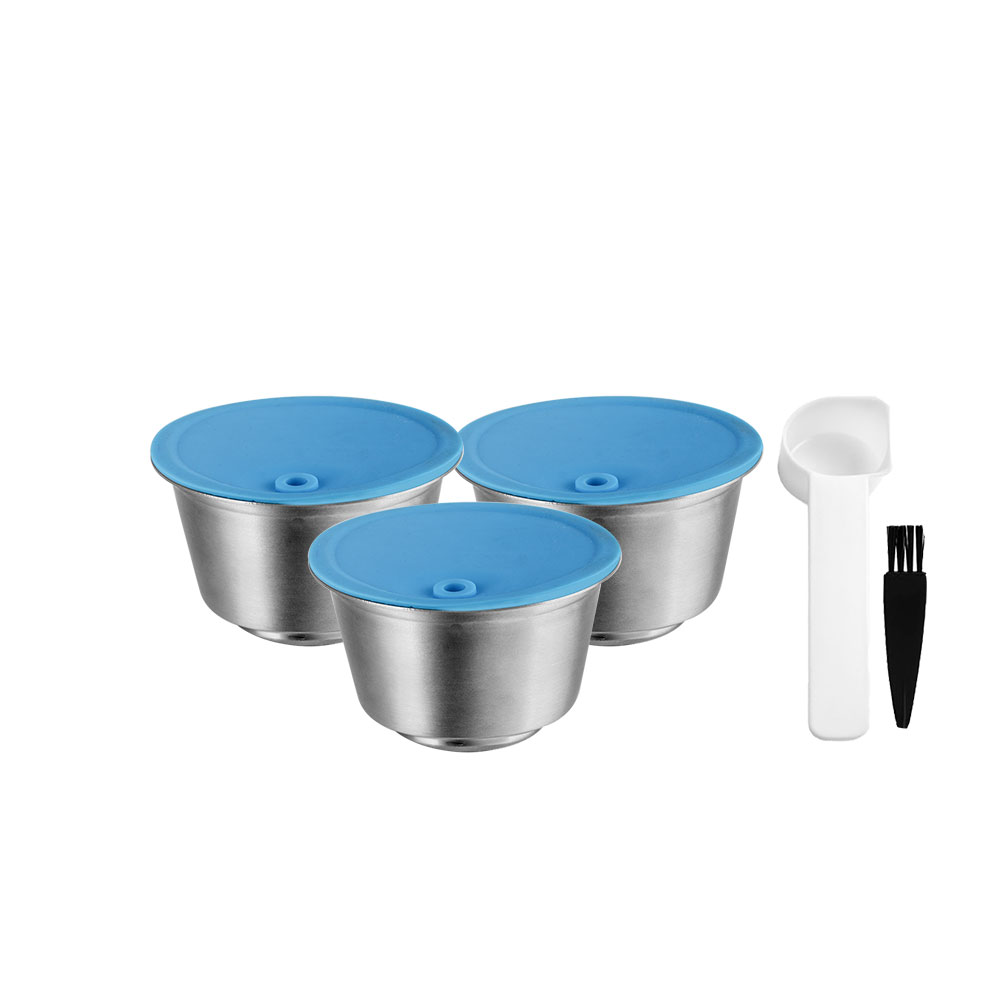icafilas Coffee Capsule for Nescafe Dolce Gusto Maker Reusable Coffee Filte for Piccolo XS &amp; Genio S Machine Stainless Steel Pod: 3 Capsule