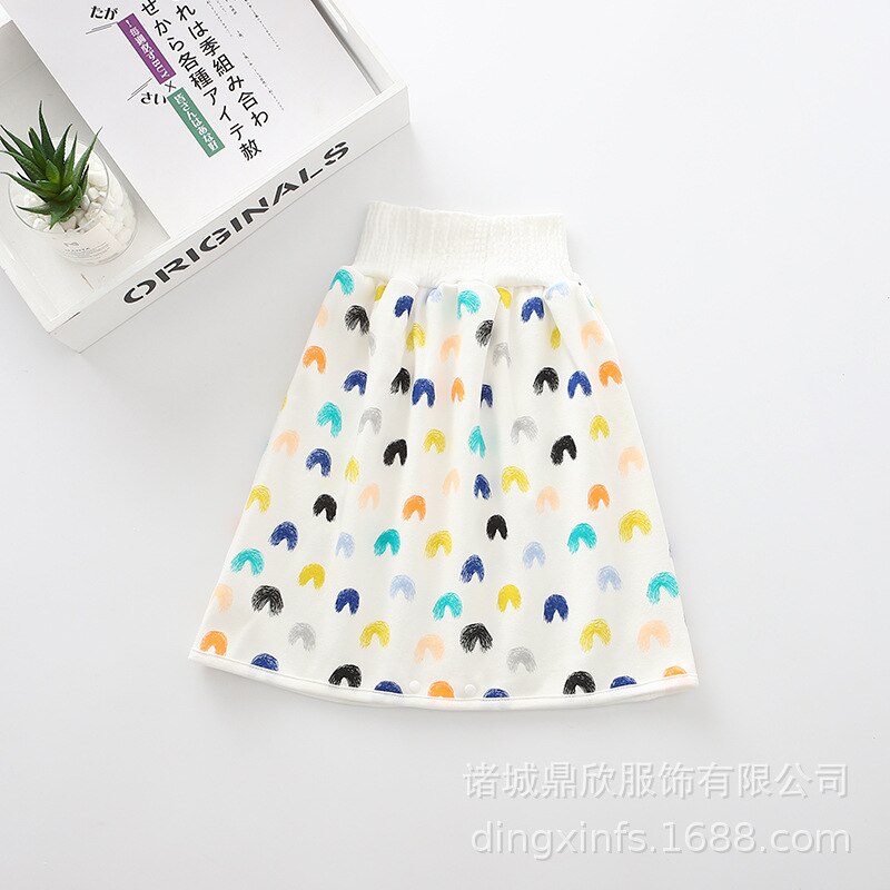 wearable changing pad covers waterproof diaper nappy skirt machine washable urine pad infants baby diaper changing mat be worn: L rainbow