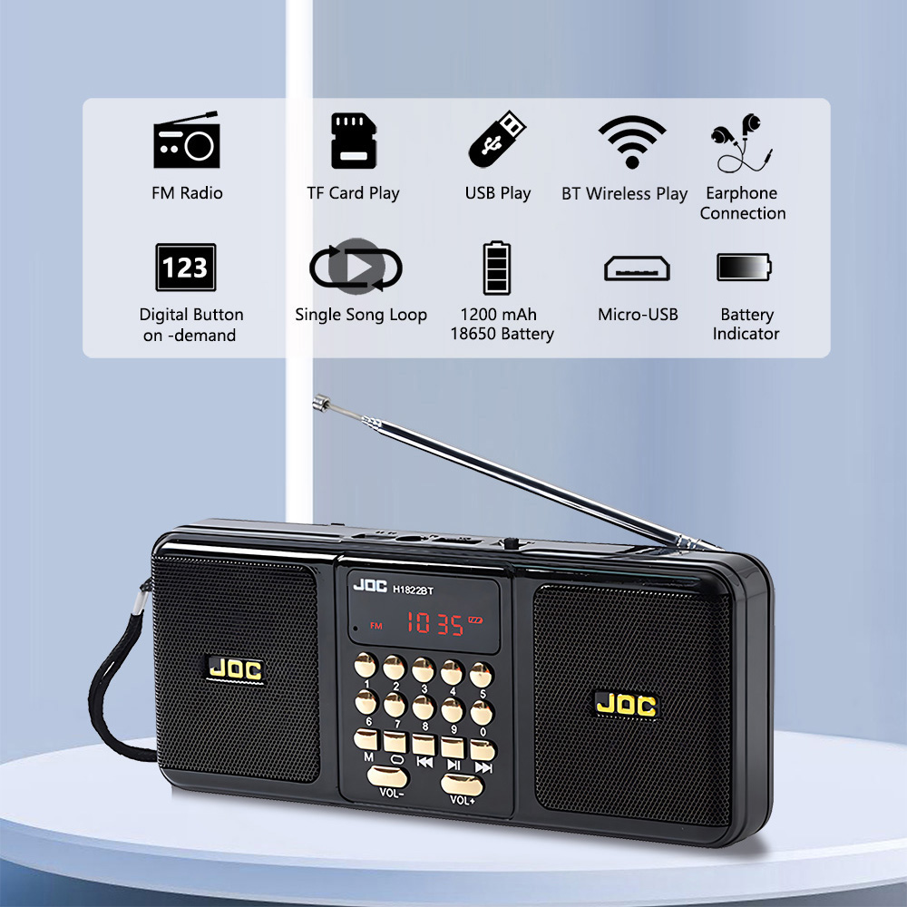 Przenośne radio stereofoniczne FM Głośnik bezprzewodowy Akumulator Obsługa karty TF Głośnik USB zgodny z Bluetooth z odbiornikiem FM