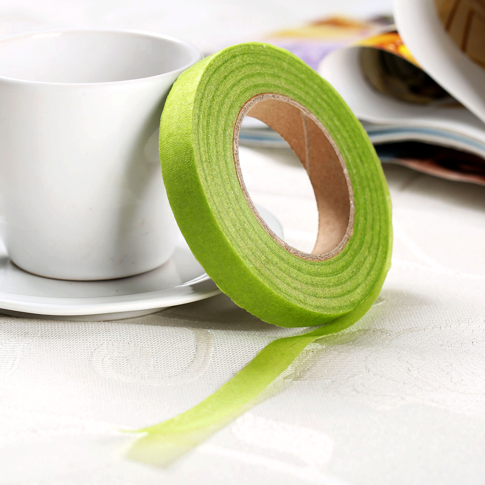 Dia 12mm 30 yard auto-adhésif ruban fleuriste tige ruban fil travail Floral rescellable élastique ruban adhésif tige guirlande couronnes: light green