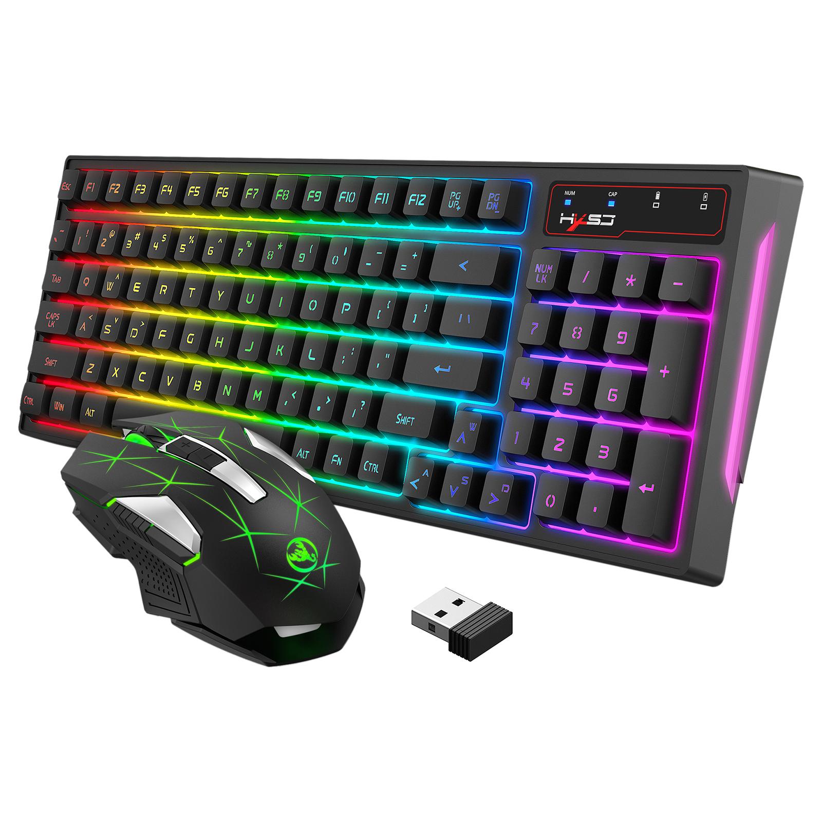 2.4G Wireless Keyboard Mouse Bundles RGB Backlit 1000/1600/2400DPI Accurate Tracking Keyboard Mouse Combo for PC Laptop Windows