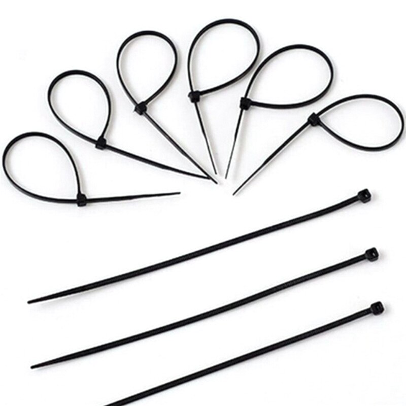 1000 Stks/set Nylon Plastic Self-Locking Cable Zip Tie 2.5*100/150/200 Mm Zwart Netwerk draad
