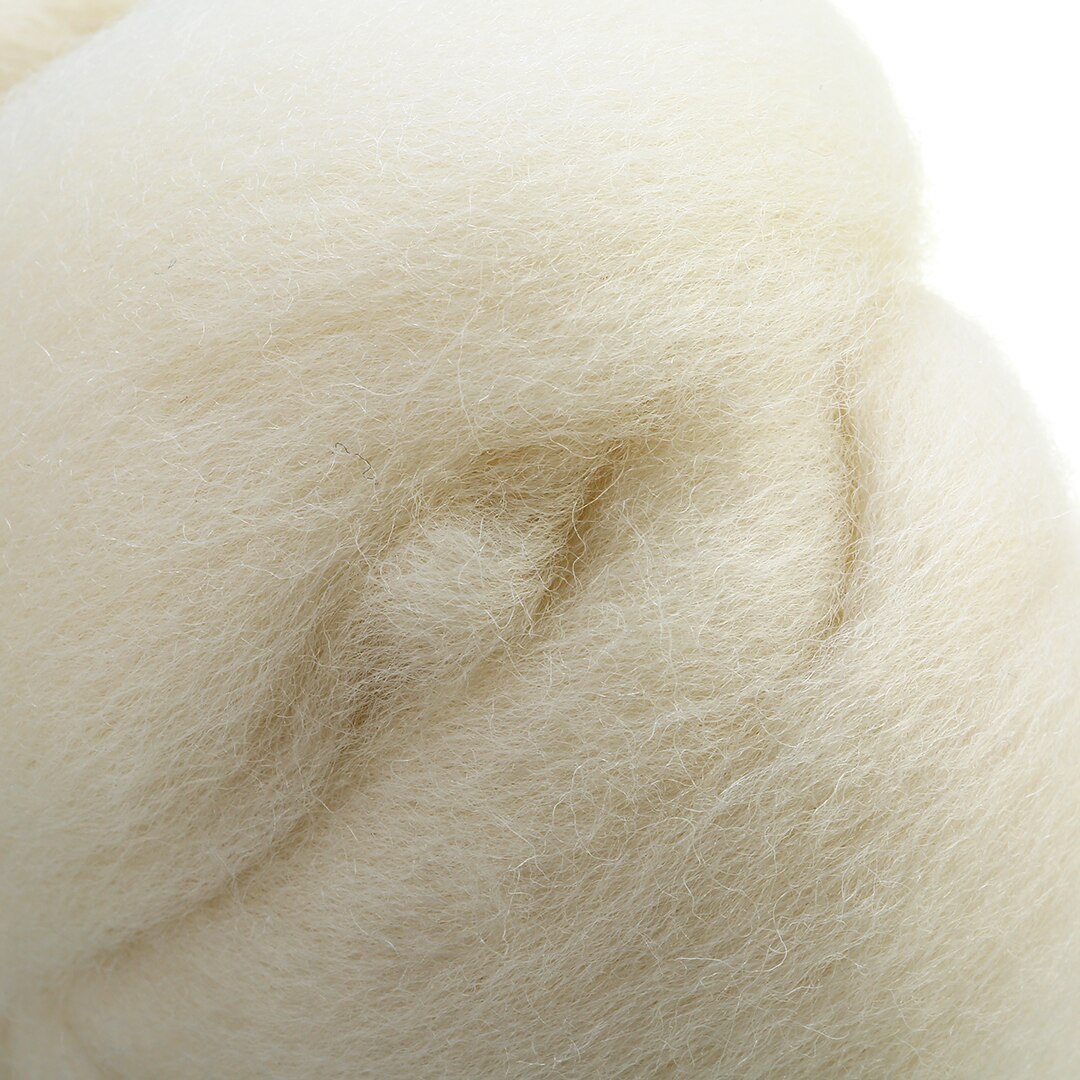 DIY mano hilado costura lana cruda fieltro teñido fibra de lana remeras Roving aguja fieltro fibra de lana 50g blanco