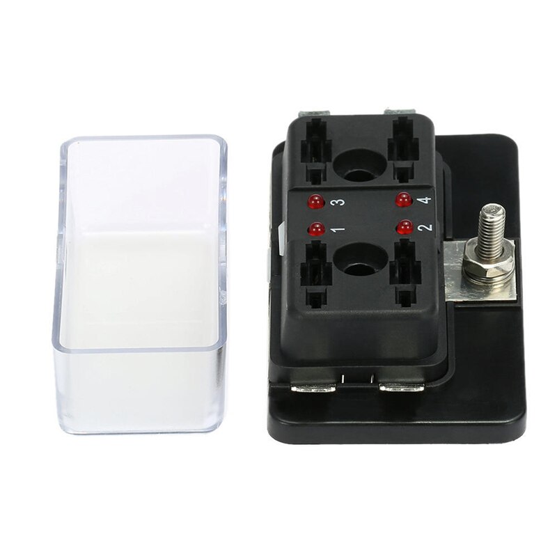 4 Way Fuse Box Blade Fuse Holder Box LED Indicator Automotive Fuse Block Box Block 6V-32V Fuse Seat Refitting