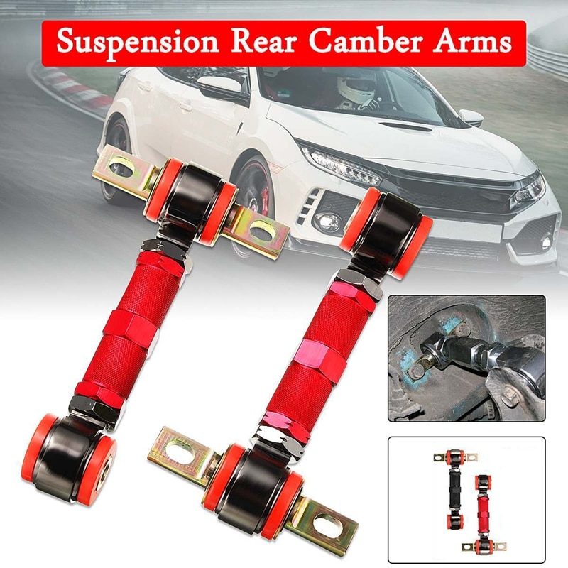 Adjustable Car Rear &amp; Suspension Rear Camber Control Arms Kit Angle Camber Arm for Honda Civic CRX Del Sol Acura: red