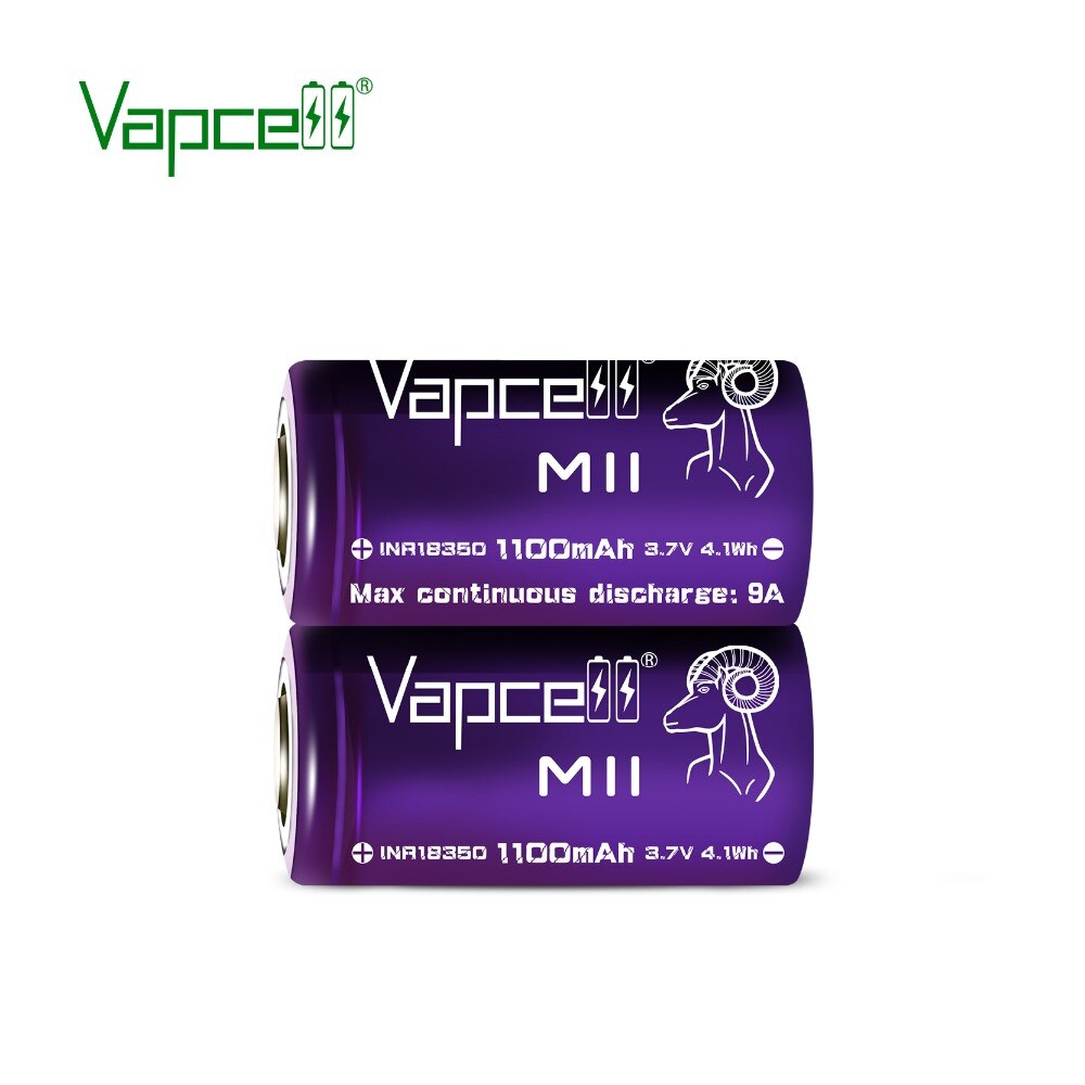 Vapcell li ion batteri 18350 1100 mah 9a 3.7v genopladeligt litiumbatteri til lommelygte/ elektrisk værktøj