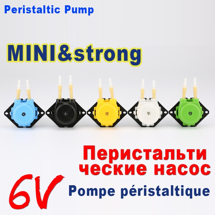 Mini pompe de dosage péristaltique de la couleur 6 V pour l'eau analytique de laboratoire d'aquarium 0 to100 ml/min, installation de plaque droite, 5 couleurs