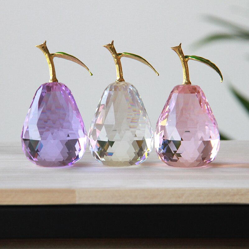 Kleur Kunstmatige Kristallen Glas Peer Fruit Art Decoratie Voor Plated Inrichting Craft Voor Thuis En Bruiloft Decoratie Artikelen