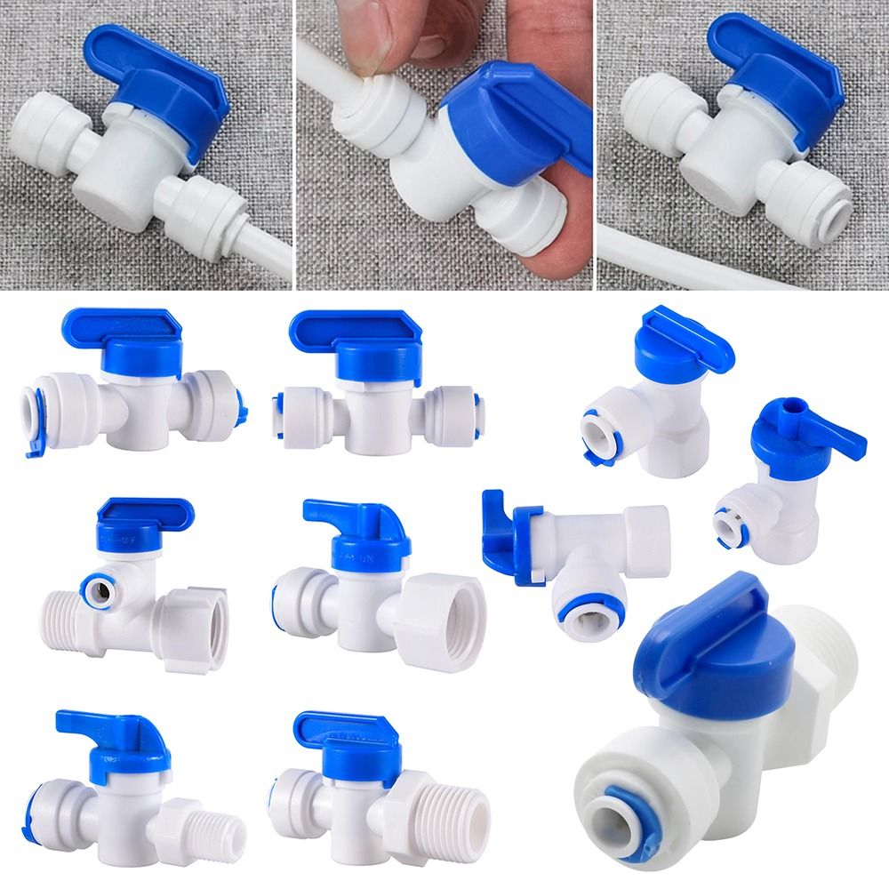 Plastic Kogelkraan 1/4 "3/8" Od Slang Snel Aansluiten Mannelijke Vrouwelijke Draad Mannelijke 1/2 "Vrouwelijke Reveser Osmose Aquarium Fitting