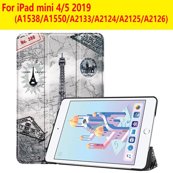 Cover Case for iPad Mini 1 2 3 PU Leather Silicone tablet case for iPad Mini 4 5 Tri-fold Stand Sleep Smart Cover Case: IPAD MINI 4 5  FGTT