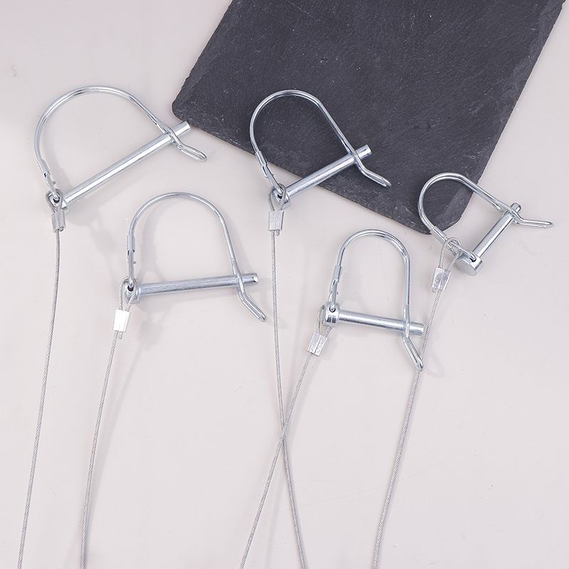 Låsestift i rustfritt stål med rundbue og anti-trykk taukoblingspinner til hagebruk på gårdsvogn