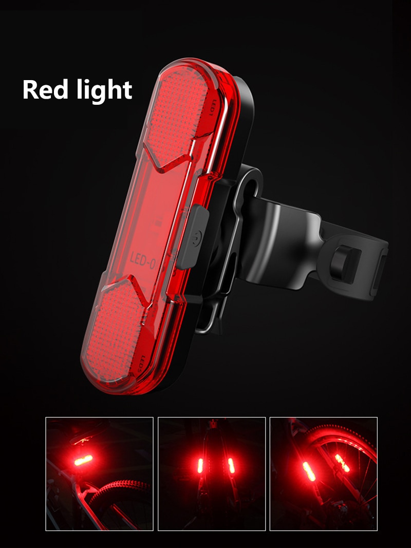 Bike Bicycle Lights Waterproof Power Safety LED USB Rechargeable Warning Light Flashlight Rear Tail Light Lamp for Night Cycling